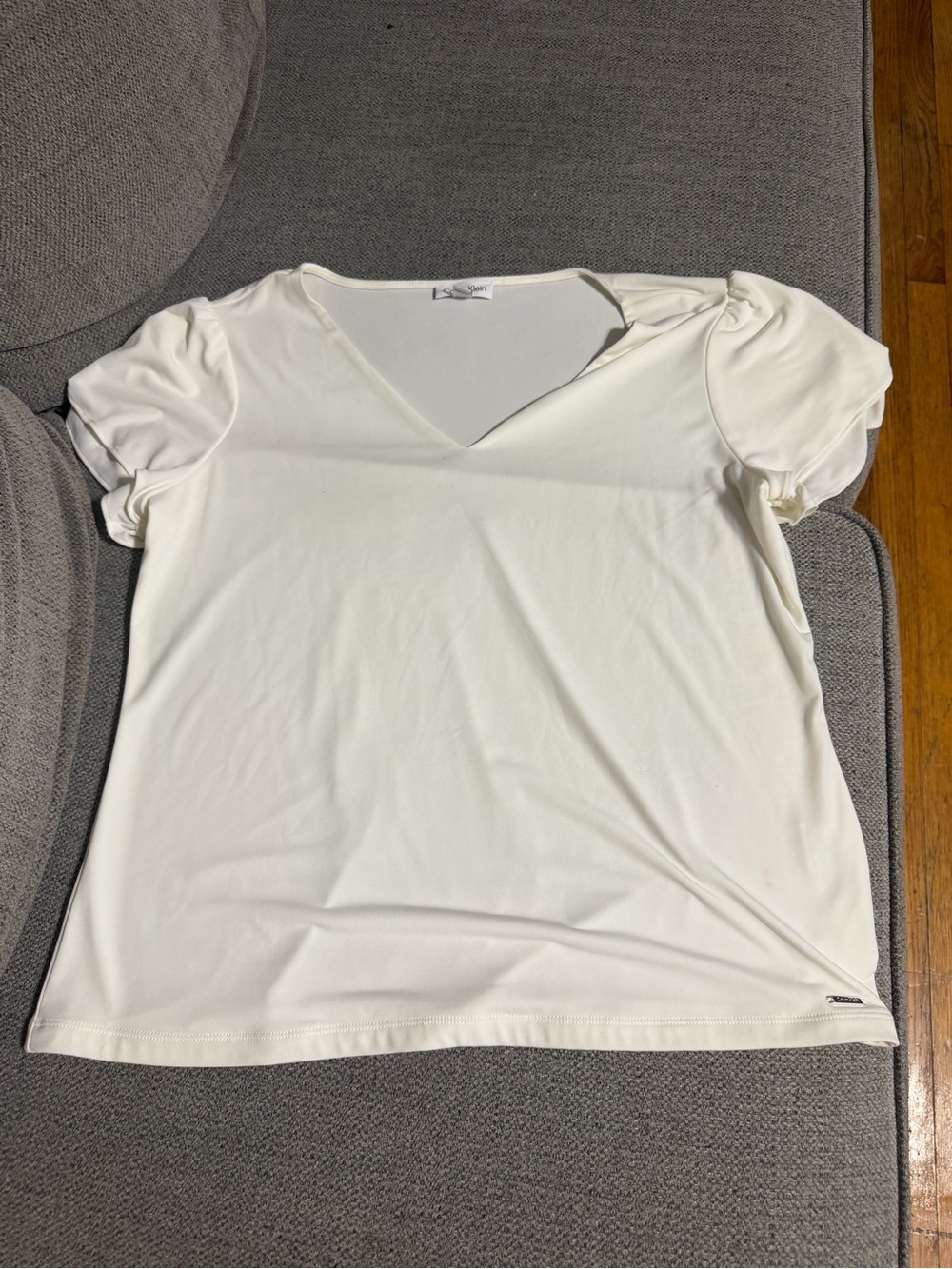 Calvin Klein Cream V-Neck Short Sleeve Tee